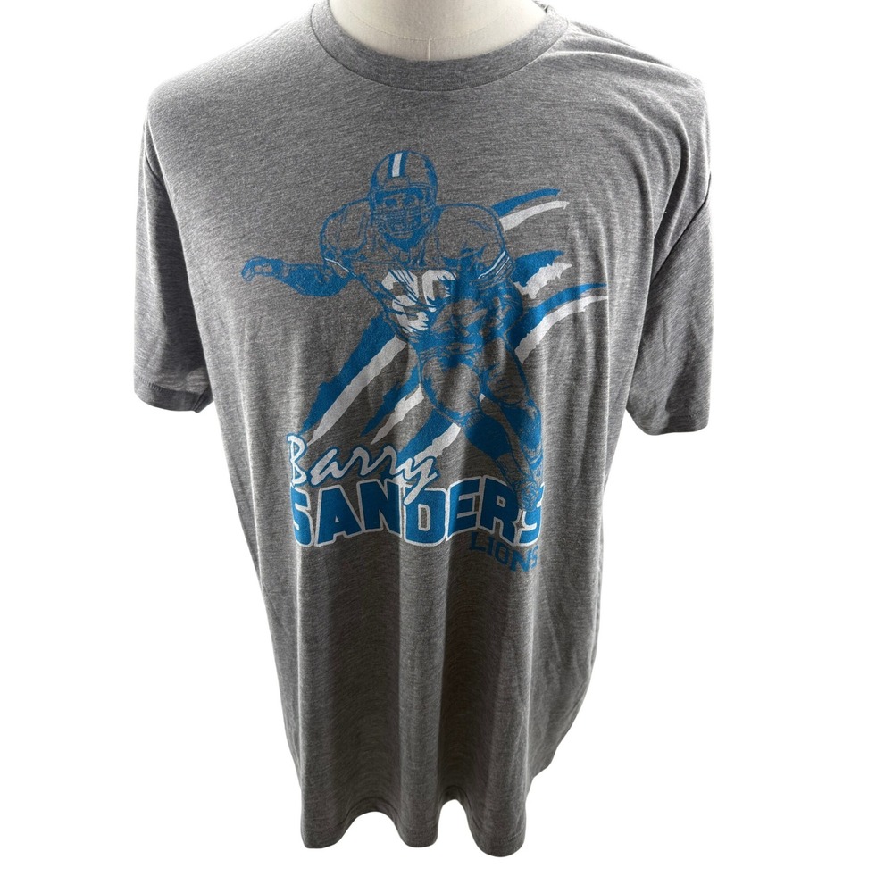 Homage Barry Sanders Detroit Lions Football Graphic T‎ Shirt Mens XL Gray